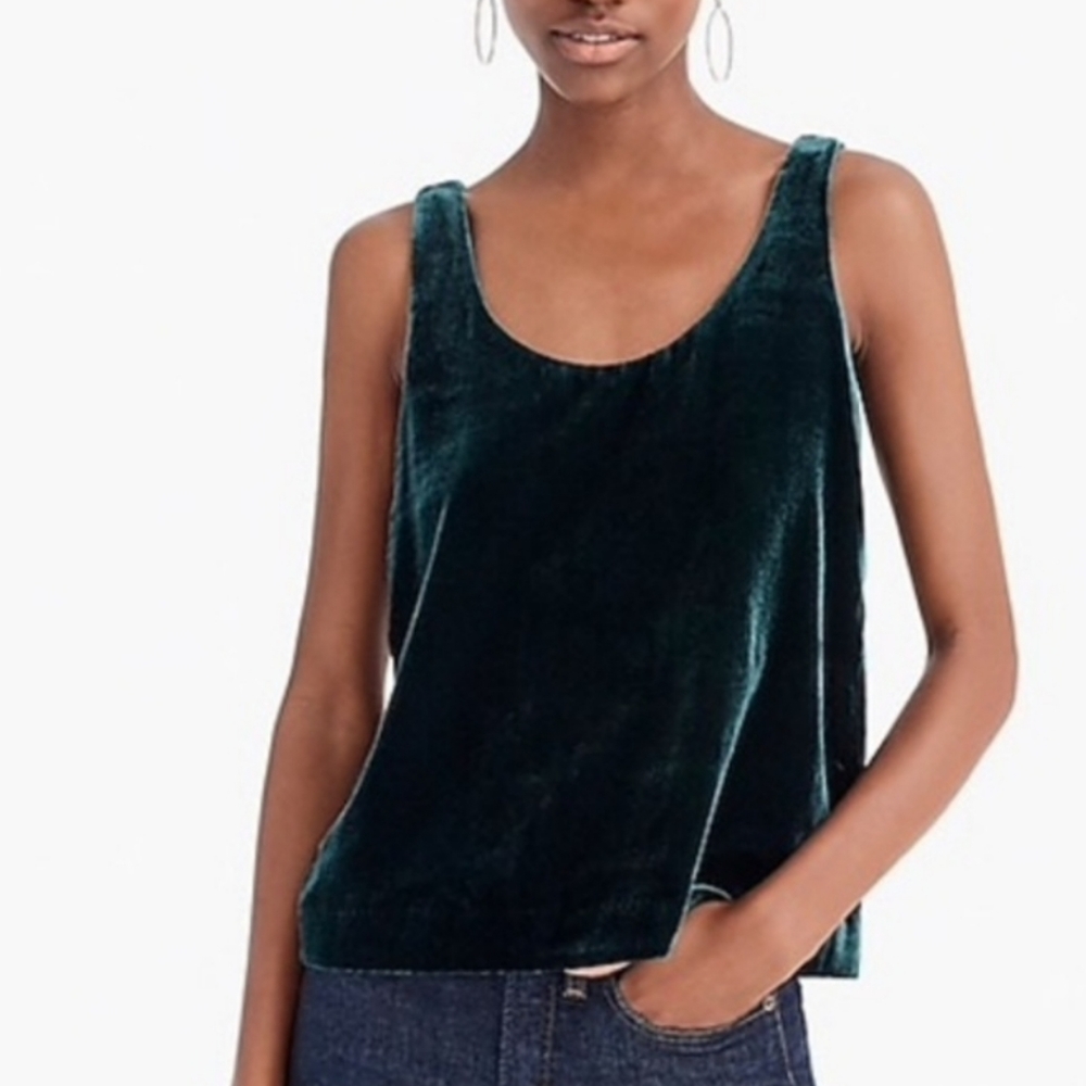 J Crew Green Velvet Tank